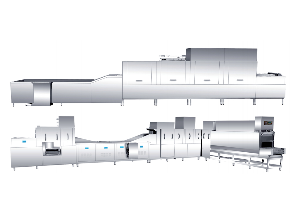 全自动除渣鼓泡动能洗碗烘干流水线